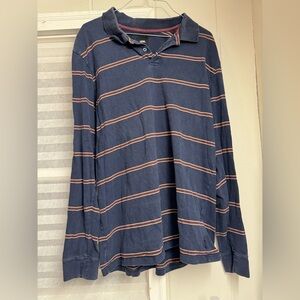 Vans Navy and Red Striped Polo Shirt